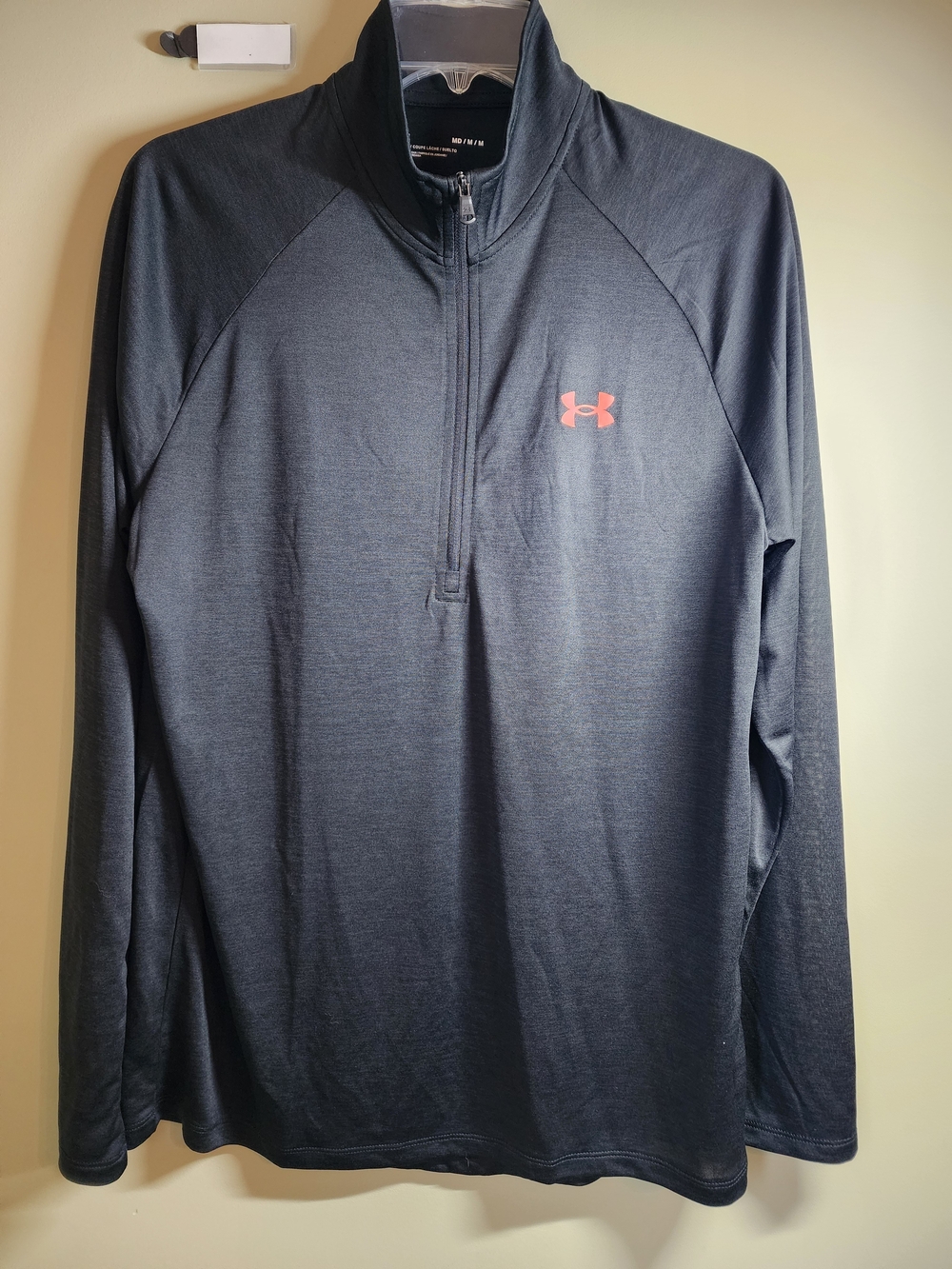 Under Armour Men's Black Quarter-Zip Performance Jacket with Red Logo.  Medium
